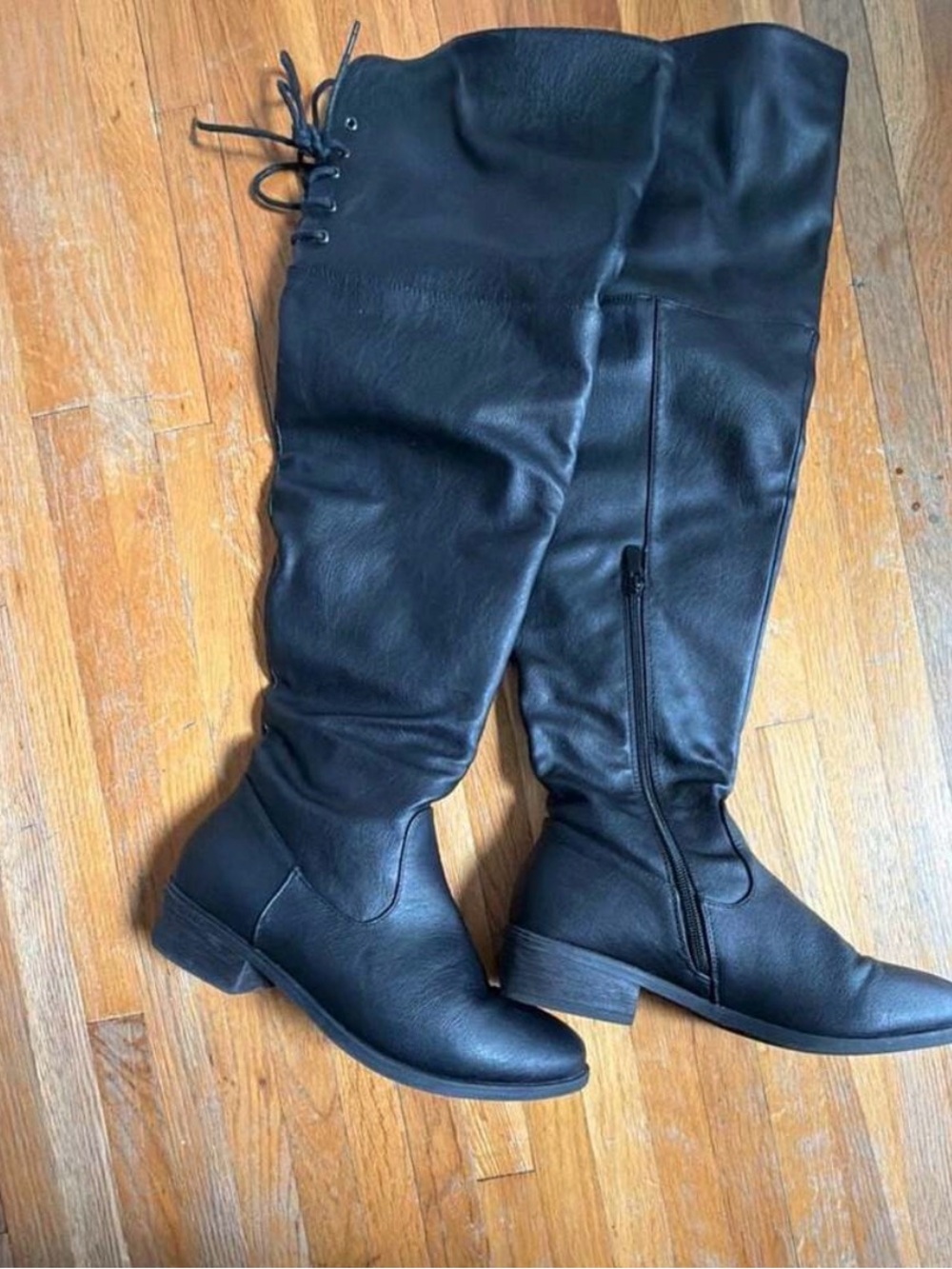 Dream Pairs Women Black Faux Leather Over-the-Knee Slouch Boots
